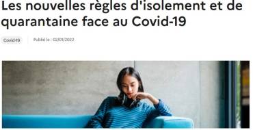 Isolement – Covid +